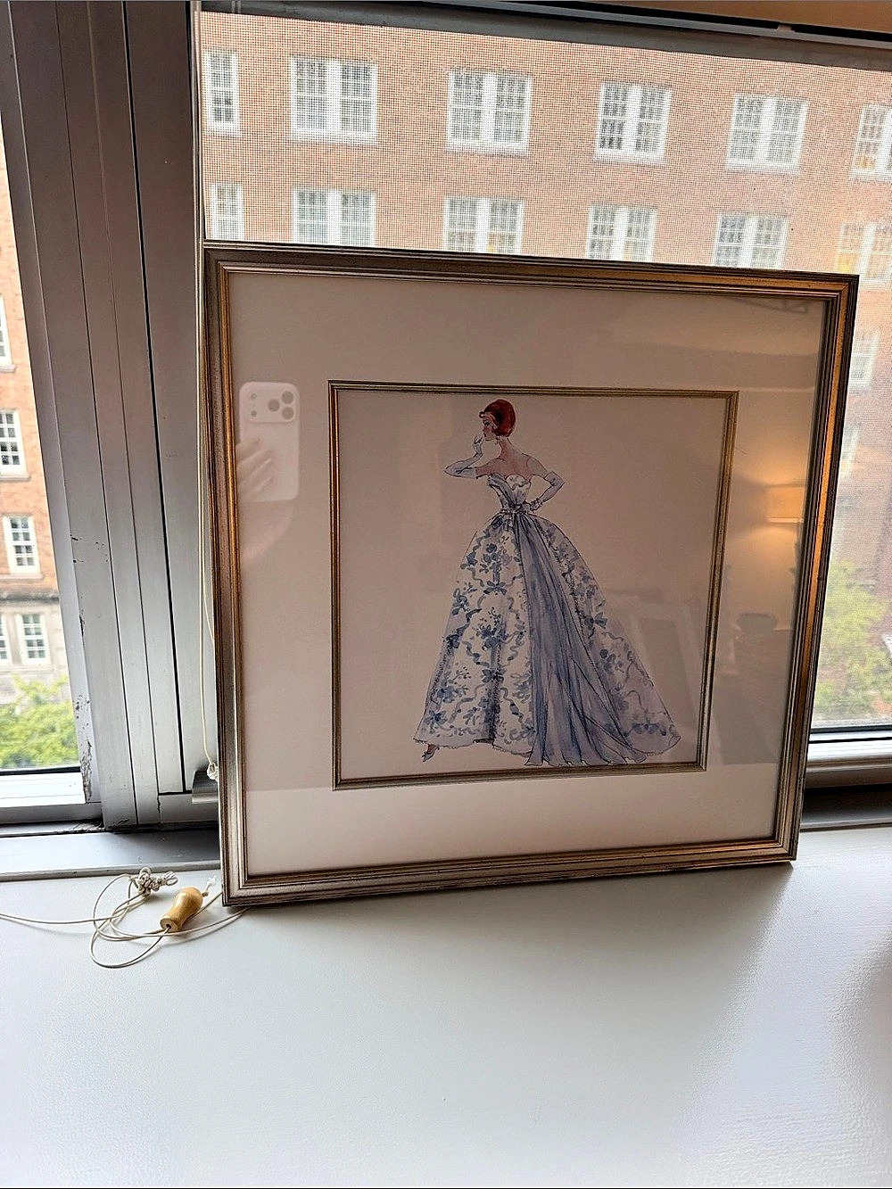 Framed Blue Fashion Illustration Print